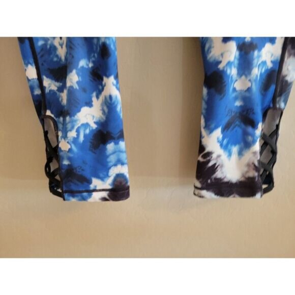 Nicole Miller New York Active Women's crop leggings blue tie dye Size Medium - Picture 5 of 10